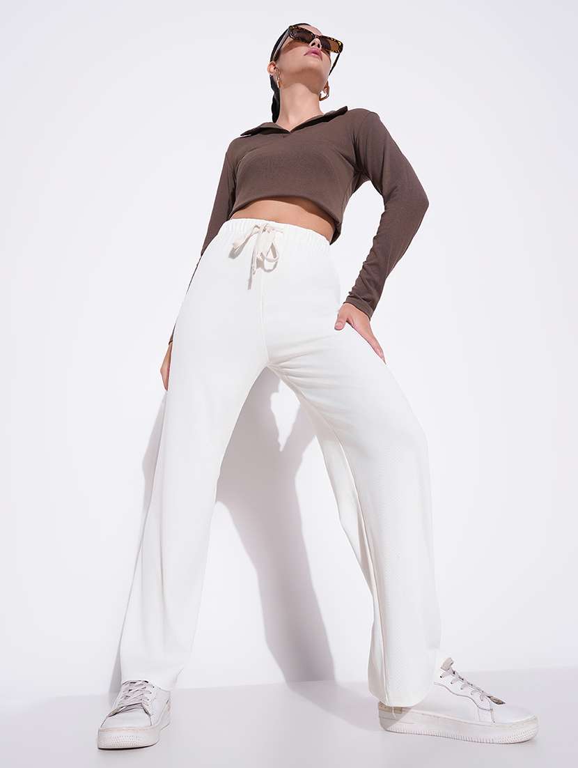 women solid high rise wide leg trouser - 21643547 -  Standard Image - 5
