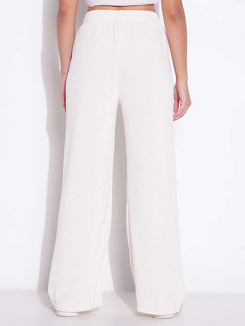 women solid high rise wide leg trouser - 21643550 -  Standard Image - 3