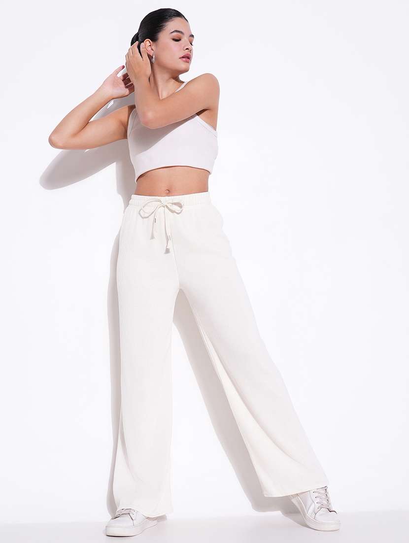 women solid high rise wide leg trouser - 21643550 -  Standard Image - 5
