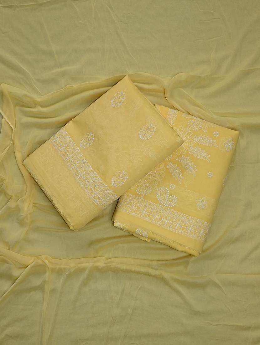 women chikankari work unstitched suit set