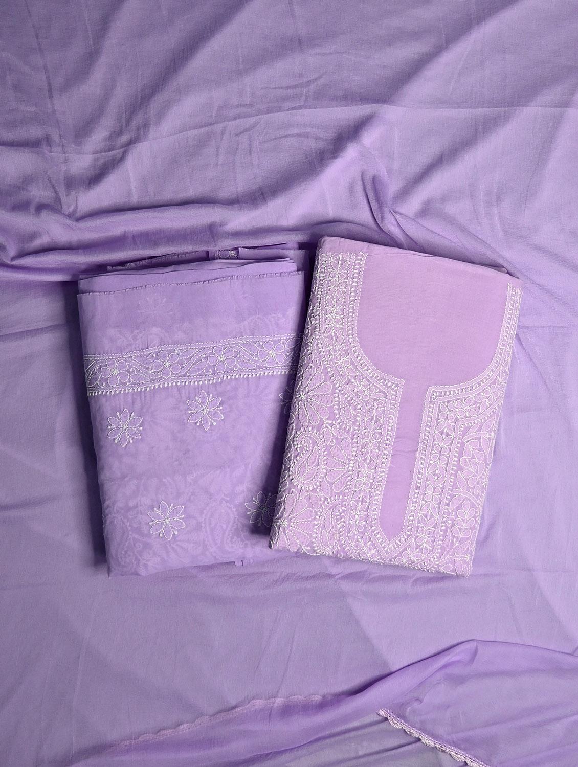 women chikankari work unstitched suit set - 21643601 -  Zoom Image - 0