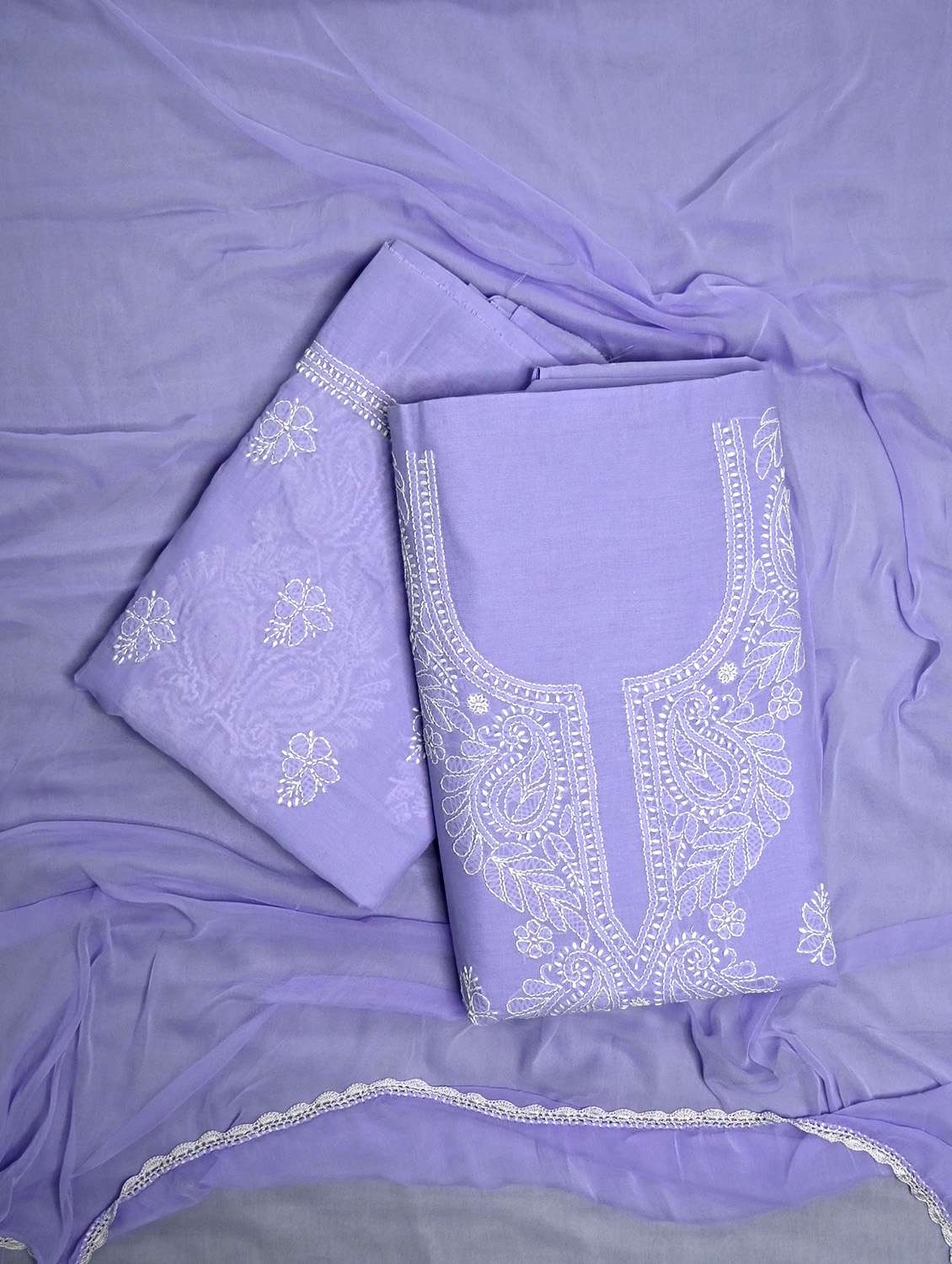women chikankari work unstitched suit set - 21643604 - Zoom Image - 0