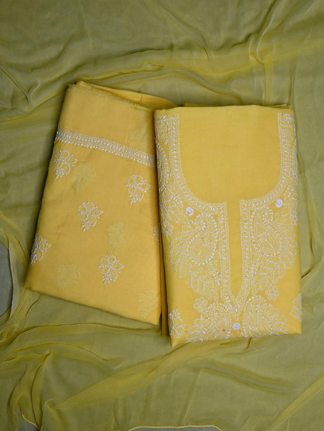 women chikankari work unstitched suit set - 21643606 - Zoom Image - 0