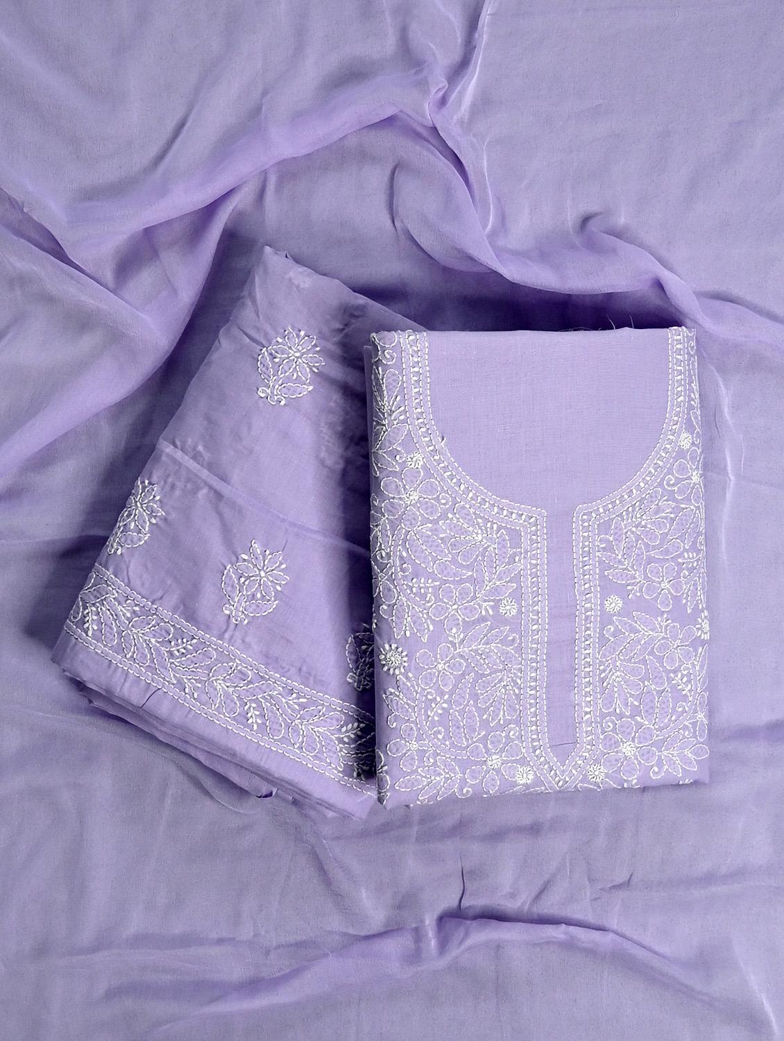 women chikankari work unstitched suit set - 21643640 - Zoom Image - 0