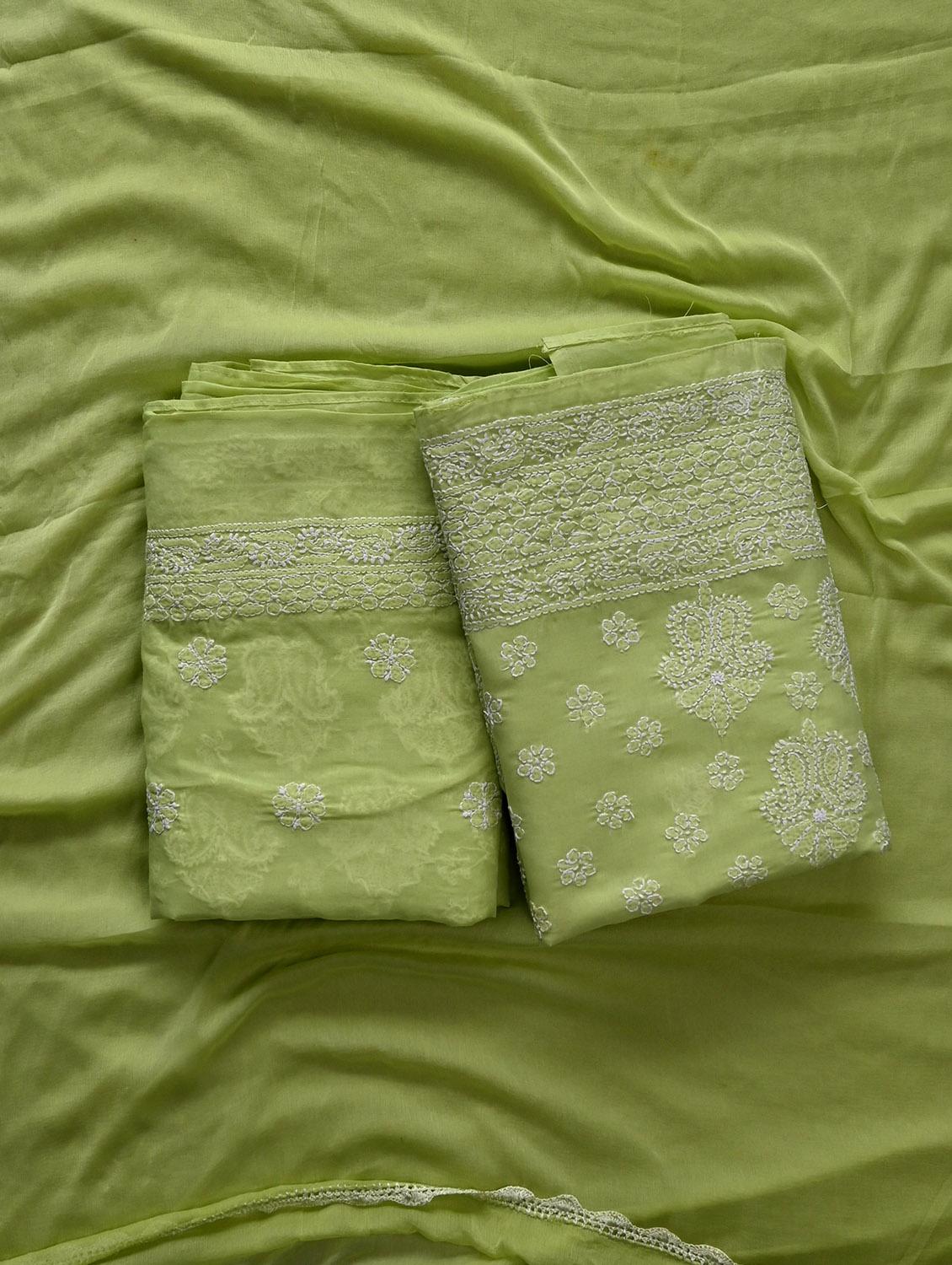 women chikankari work unstitched suit set - 21643667 -  Zoom Image - 0