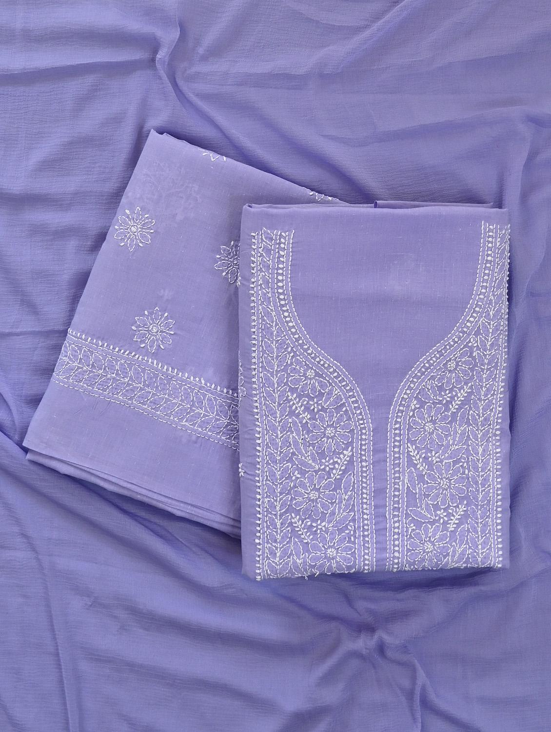women chikankari work unstitched suit set - 21643675 - Zoom Image - 0