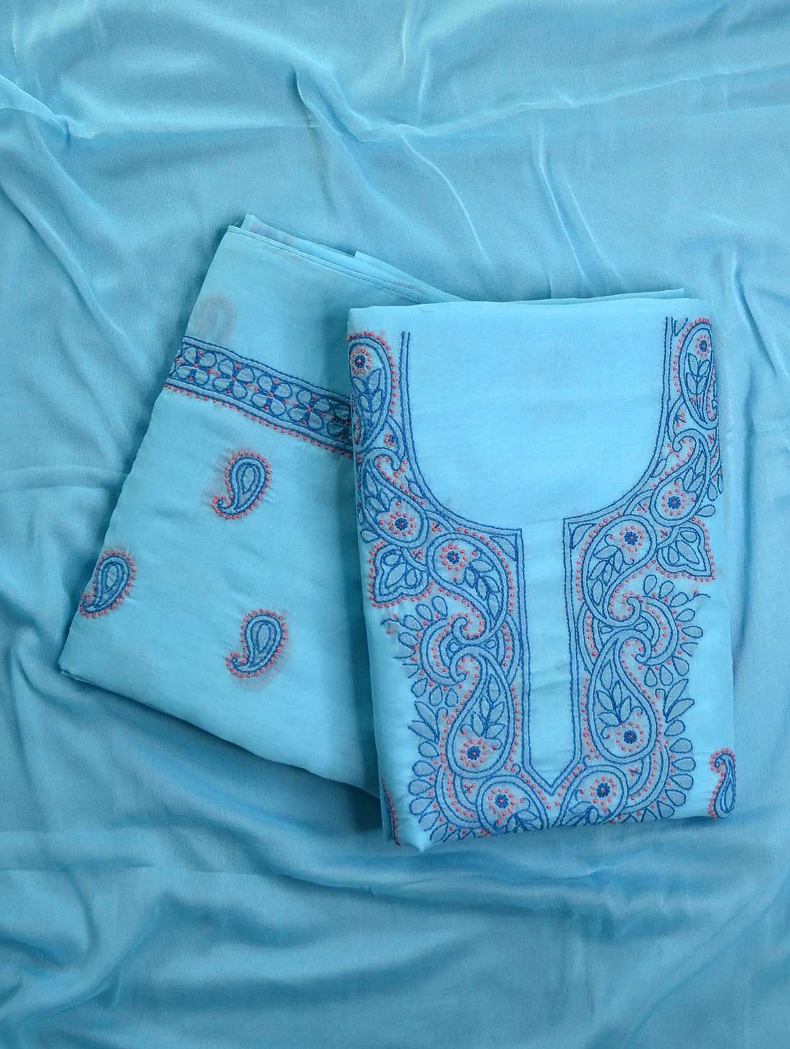 women chikankari work unstitched suit set - 21643681 - Zoom Image - 0