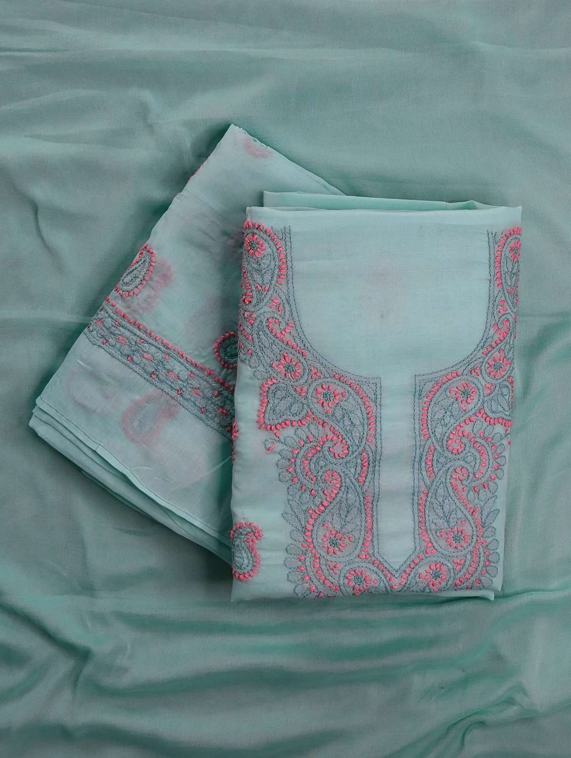 women chikankari work unstitched suit set - 21643685 - Zoom Image - 0