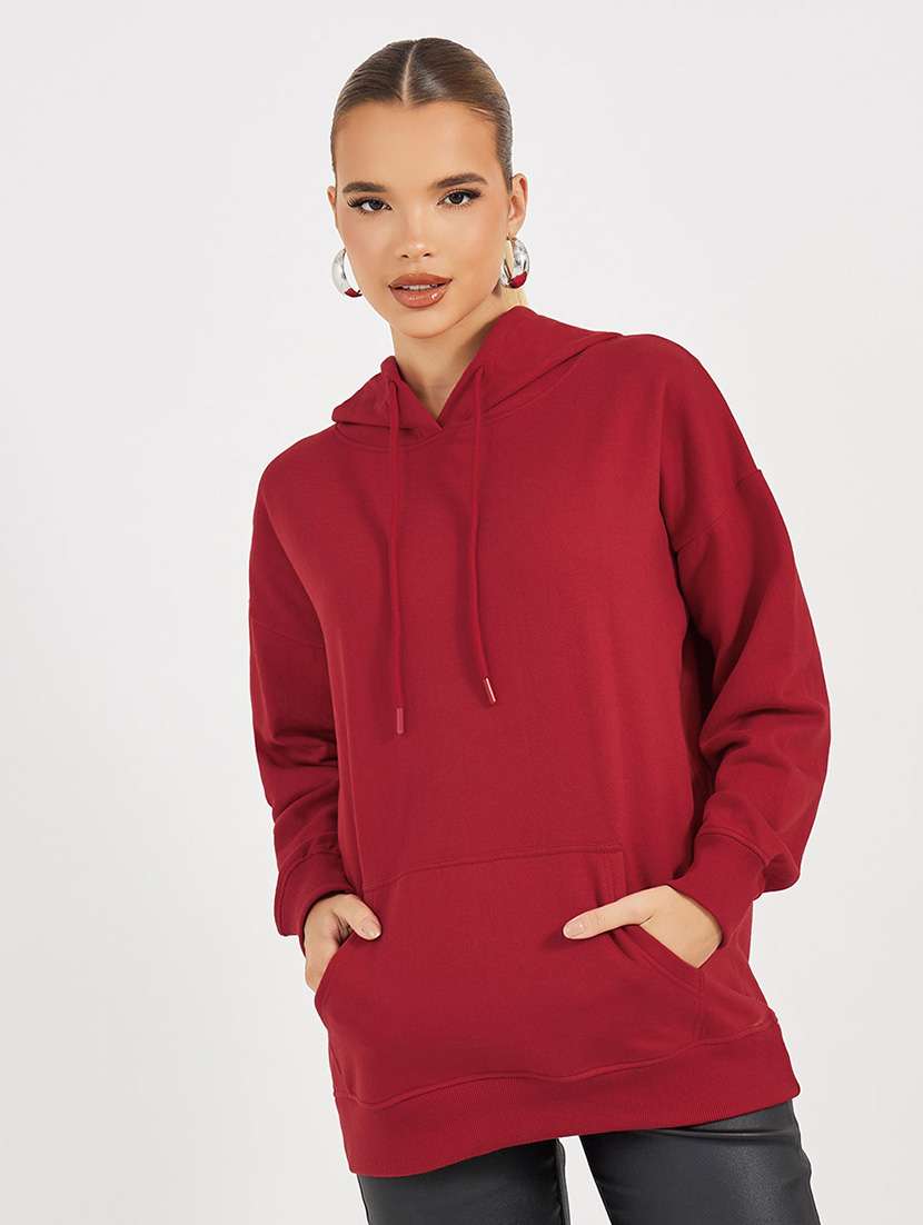 women printed hooded long sleeves sweatshirt