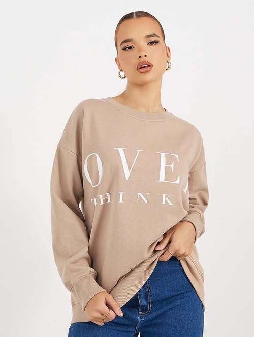 women front print long sleeve sweatshirt - 21643713 -  Standard Image - 0