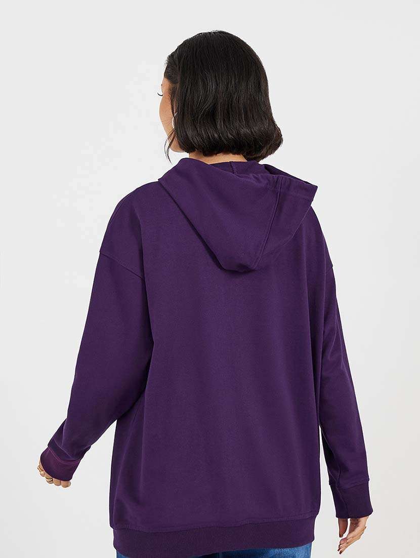purple cotton front print sweatshirt - 21643722 - Standard Image - 3