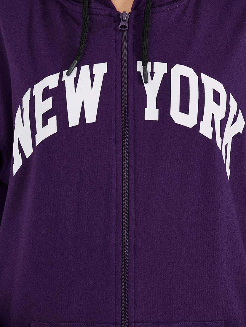 purple cotton front print sweatshirt - 21643722 - Standard Image - 5