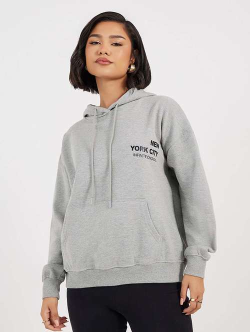grey cotton front print sweatshirt - 21643728 - Standard Image - 0