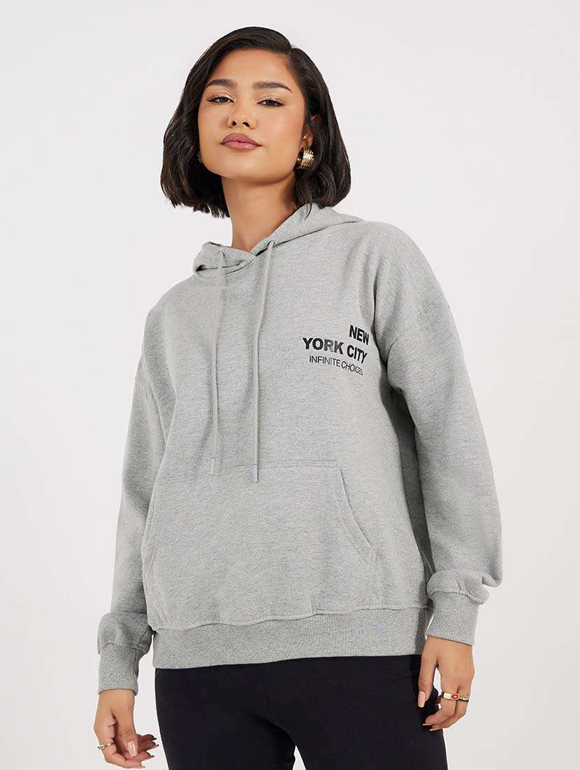 grey cotton front print sweatshirt - 21643728 - Zoom Image - 0