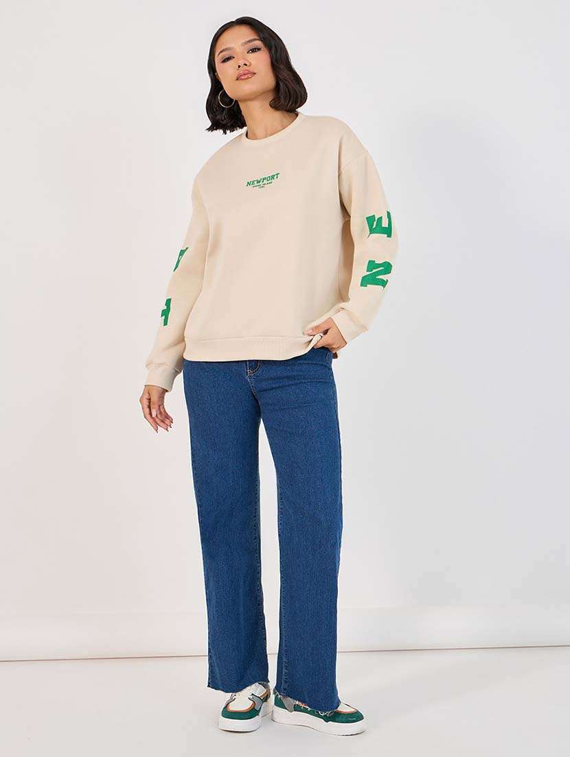 women placement print long sleeve sweatshirt - 21643740 -  Standard Image - 3