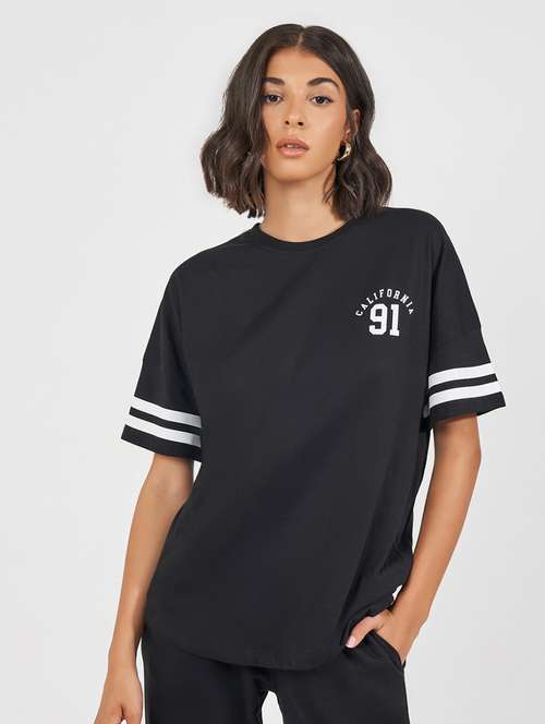 women black t-shirt & joggers co-ords - 21643747 -  Standard Image - 0