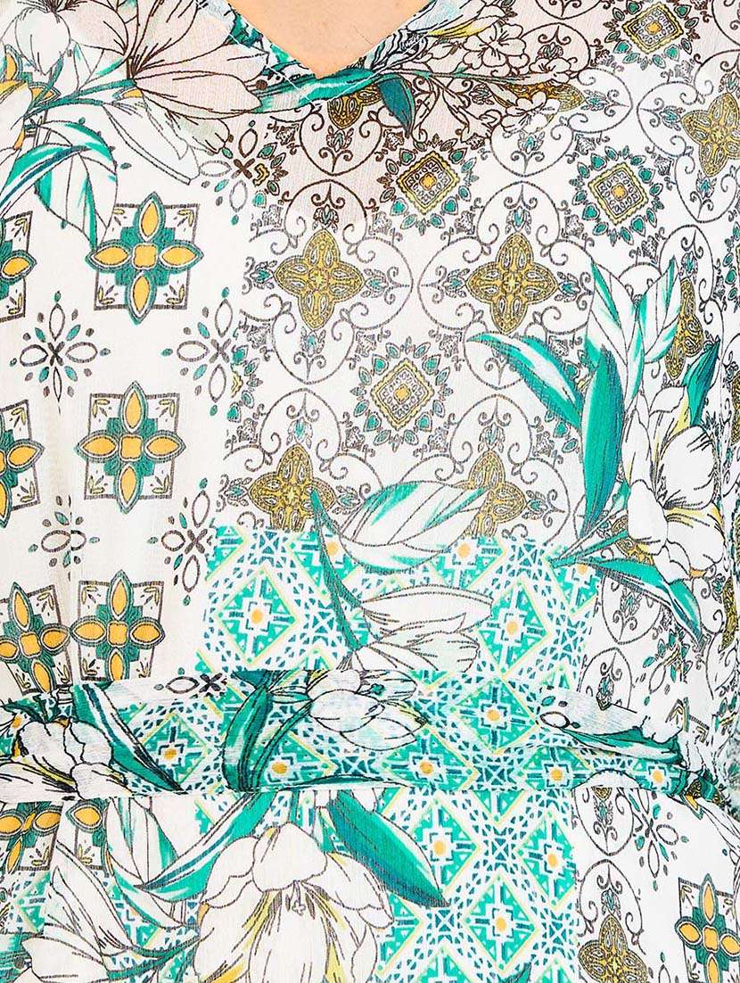 women printed v neck kimono sleeve a-line dress - 21643762 -  Standard Image - 5