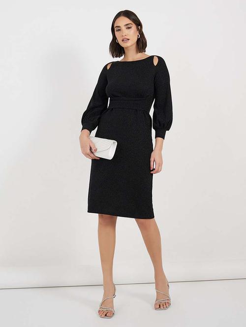 women black solid long sleeve bodycon dress - 21643776 -  Standard Image - 0
