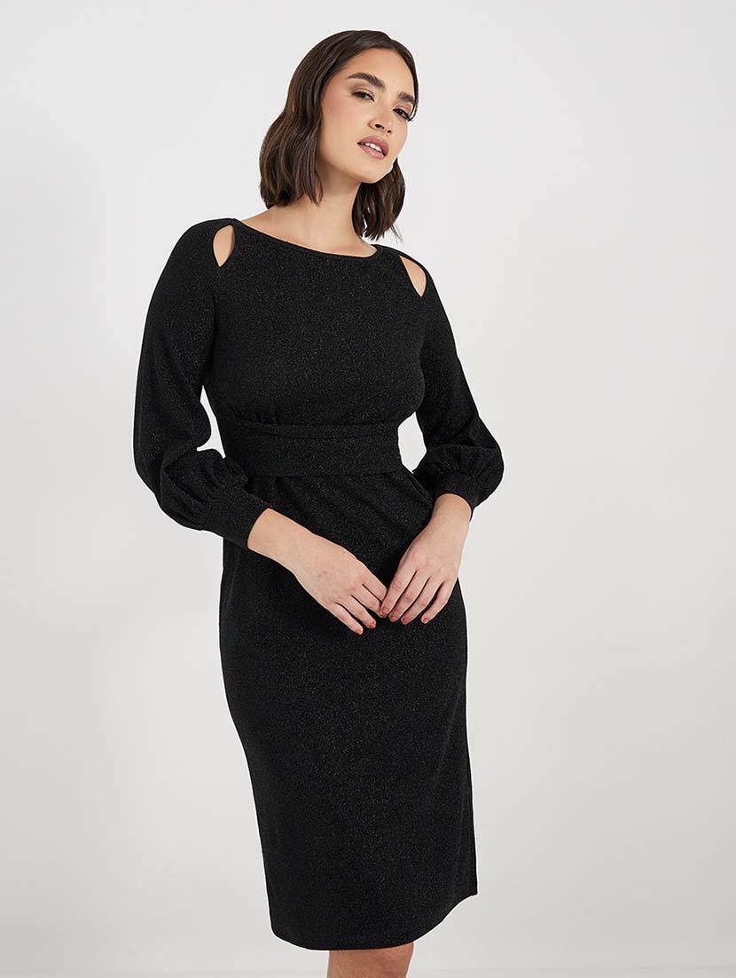 women black solid long sleeve bodycon dress - 21643776 - Standard Image - 3