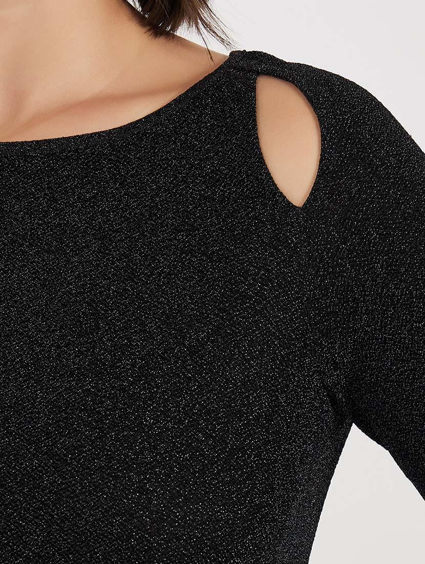 women black solid long sleeve bodycon dress - 21643776 - Standard Image - 5