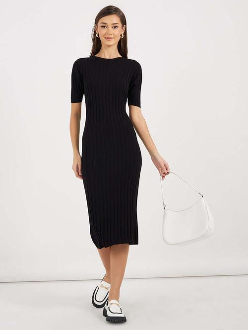 women black solid short sleeve sheath dress - 21643778 -  Standard Image - 0