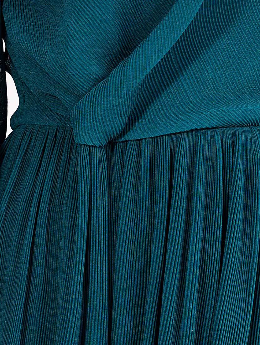 women teal solid long sleeve fit & flare dress - 21643779 - Standard Image - 5