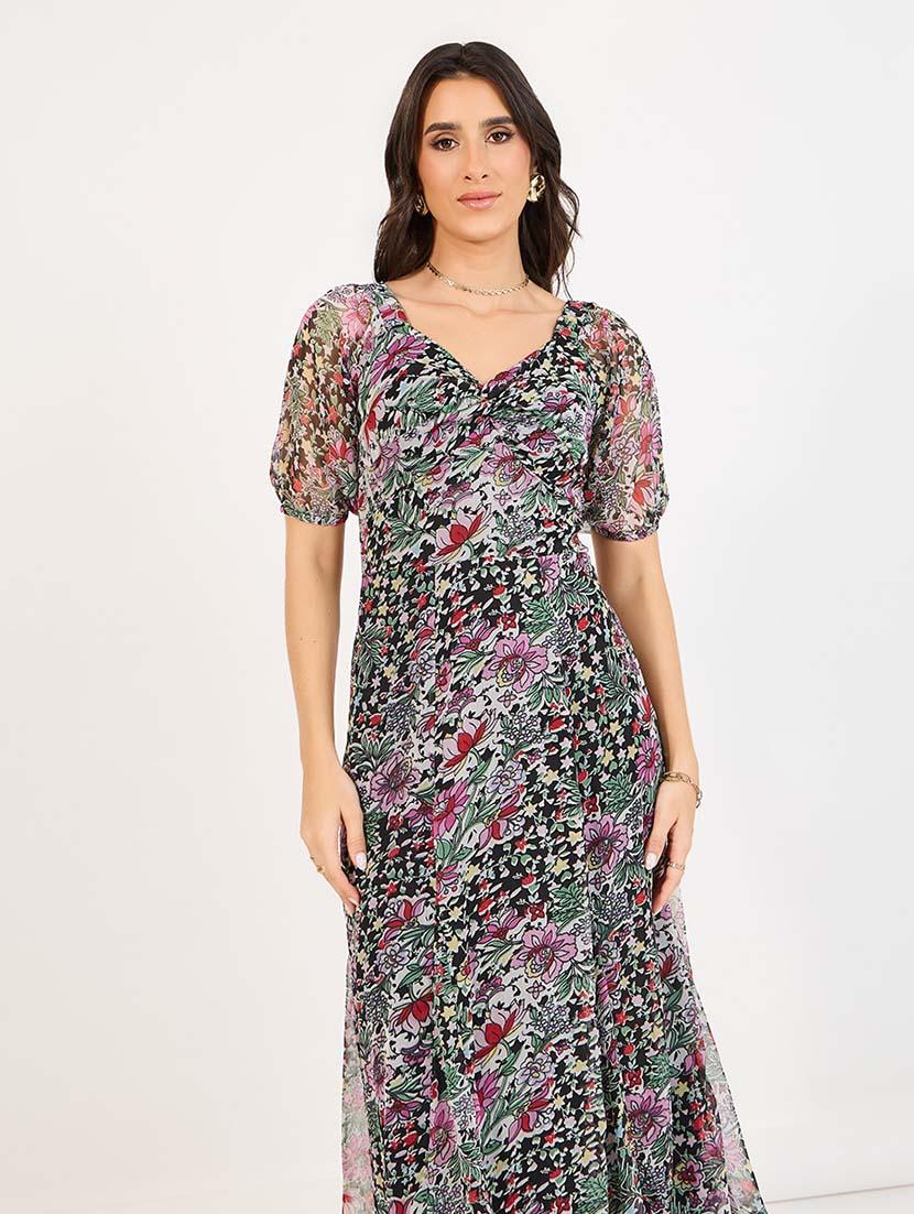 women printed puff sleeves dress - 21643786 - Standard Image - 3