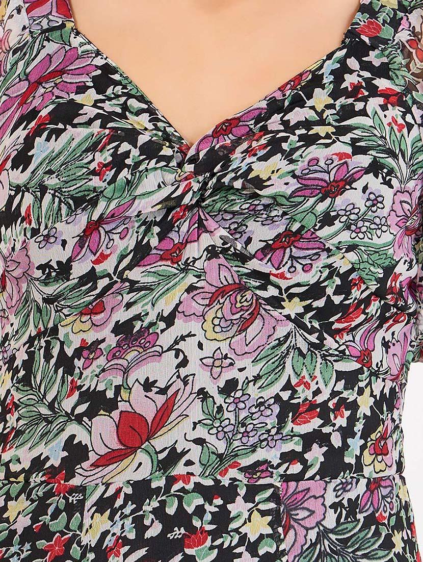 women printed puff sleeves dress - 21643786 - Standard Image - 5