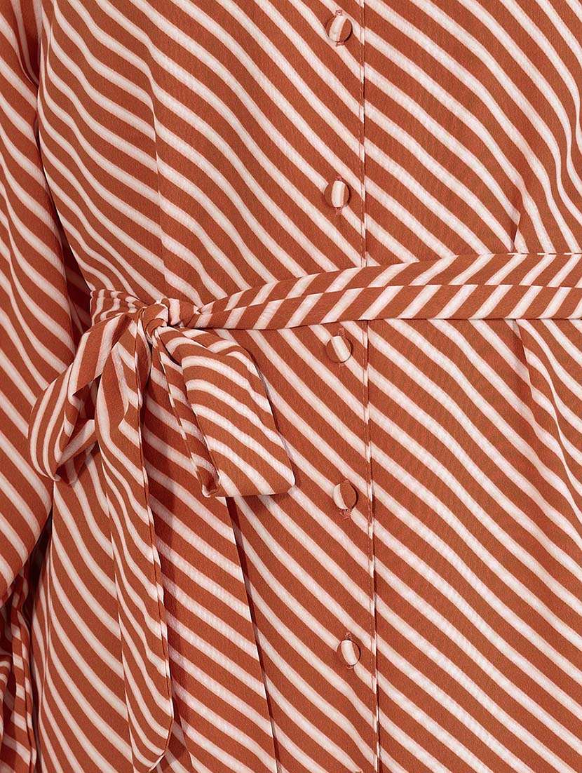 women striped puff sleeves tiered dress - 21643791 -  Standard Image - 5