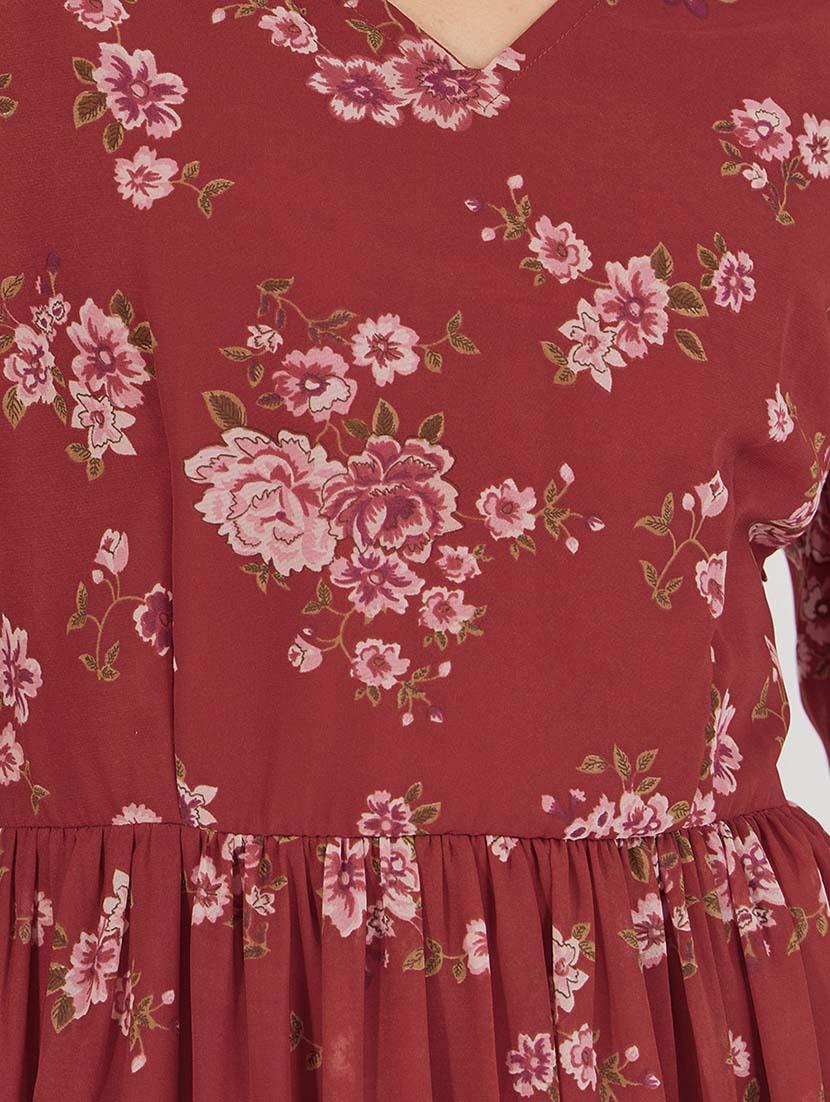 women printed bell sleeves tiered dress - 21643797 - Standard Image - 5