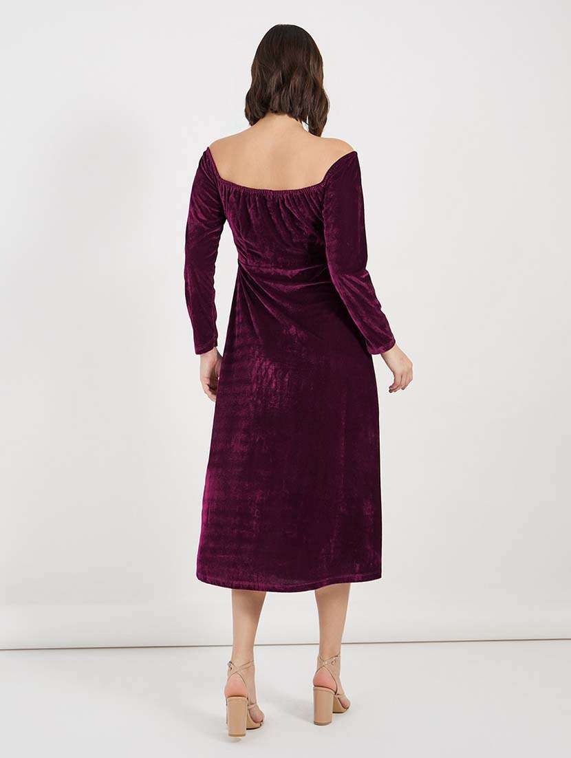 women solid long sleeves a-line dress - 21643798 -  Standard Image - 3