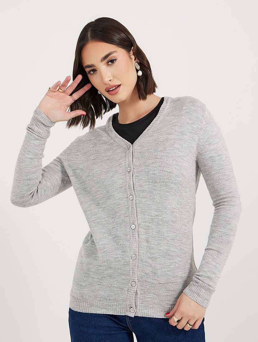women solid long sleeves cardigan - 21643801 - Zoom Image - 0