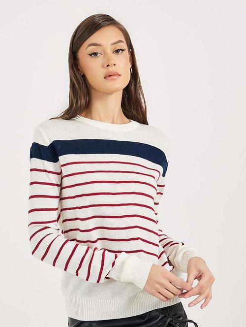 women striped long sleeves pullover - 21643813 - Standard Image - 0