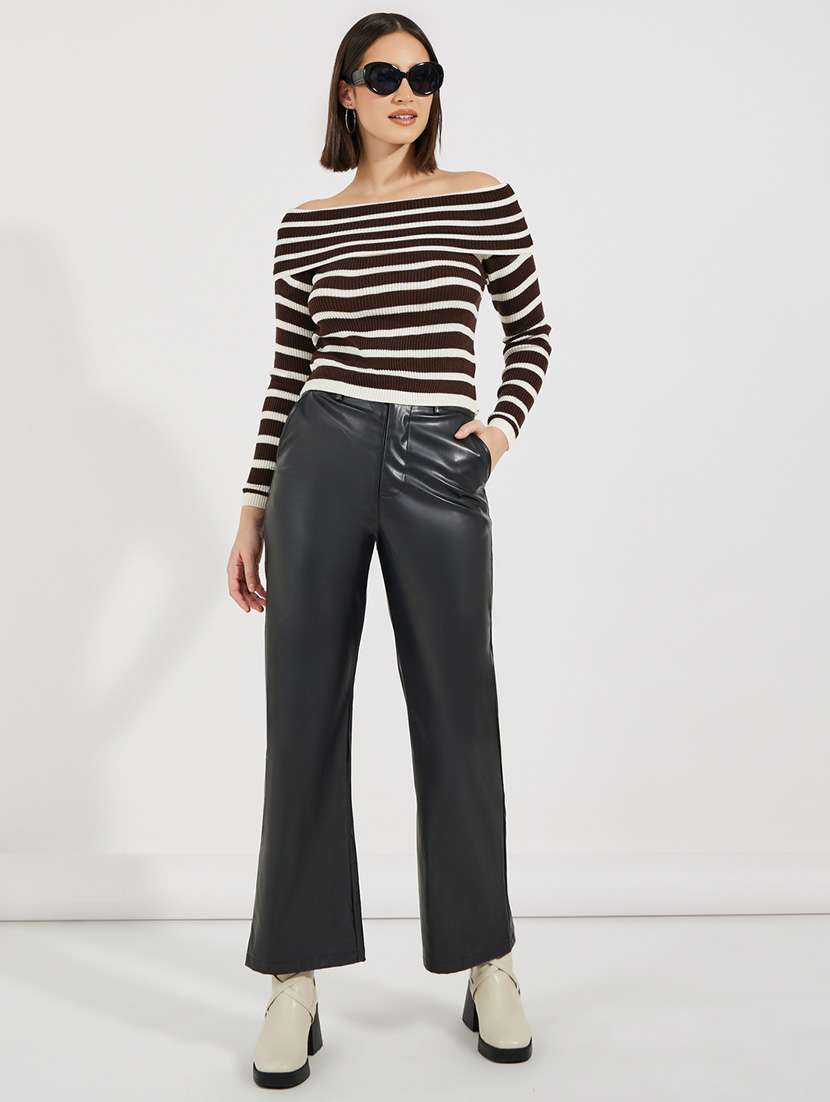 women striped off shoulder pullover - 21643814 - Standard Image - 3
