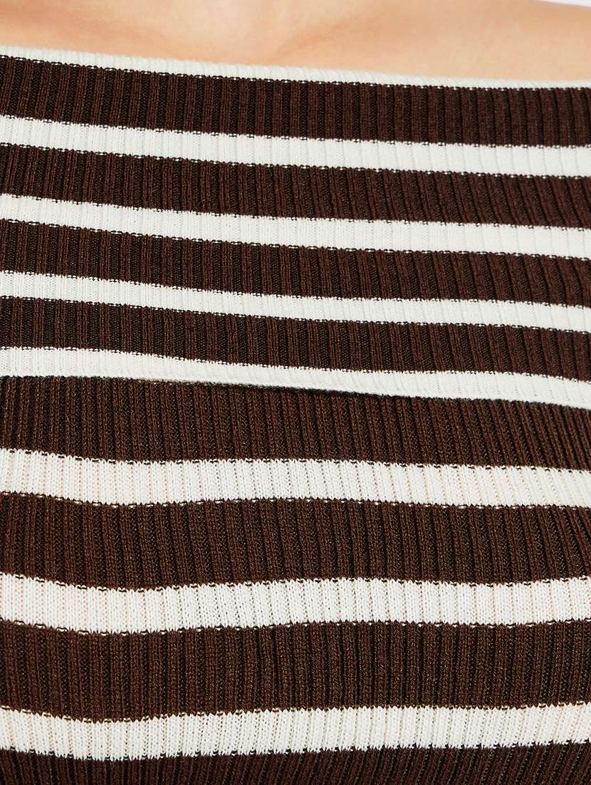 Women Striped Off Shoulder Pullover