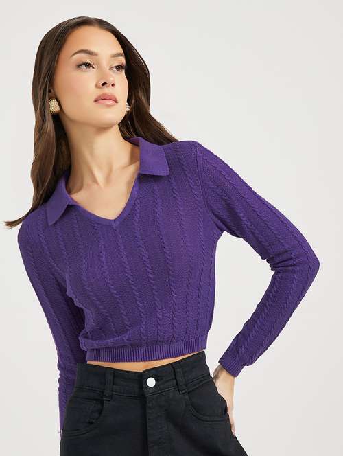 women self design long sleeve pullover - 21643816 - Standard Image - 0