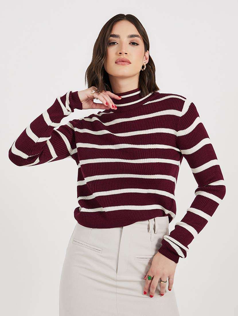 women striped long sleeves pullover - 21643817 - Zoom Image - 0