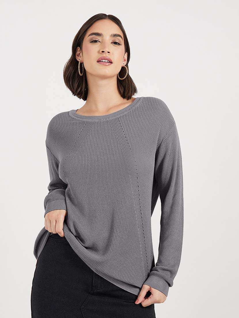 women solid long sleeves pullover