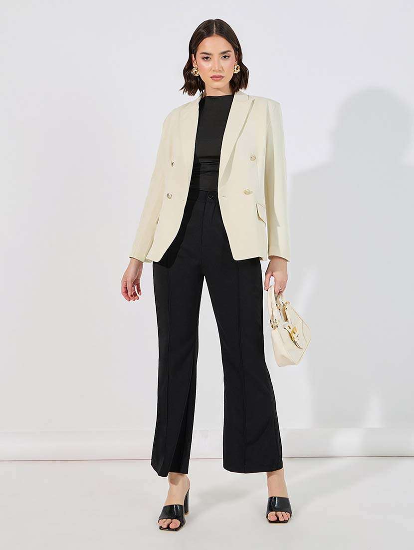 women solid double breasted casual blazer - 21643824 -  Standard Image - 3