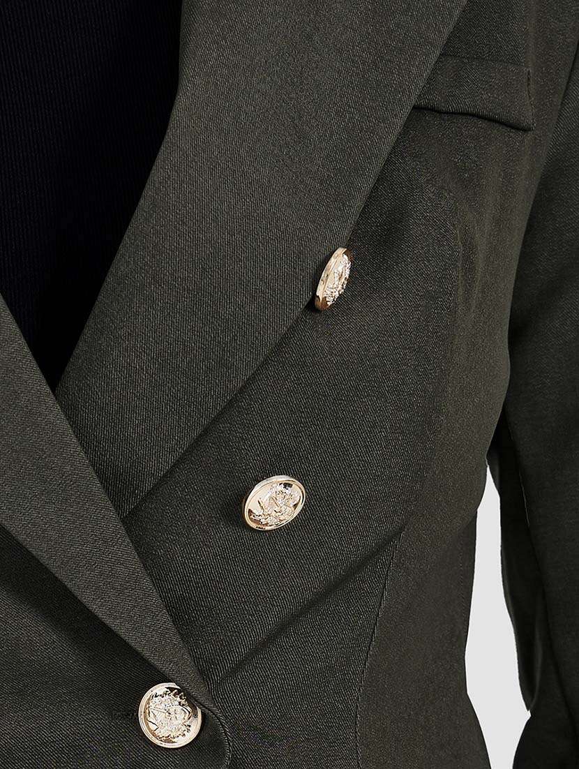 women solid long sleeves double breasted blazer - 21643826 -  Standard Image - 3