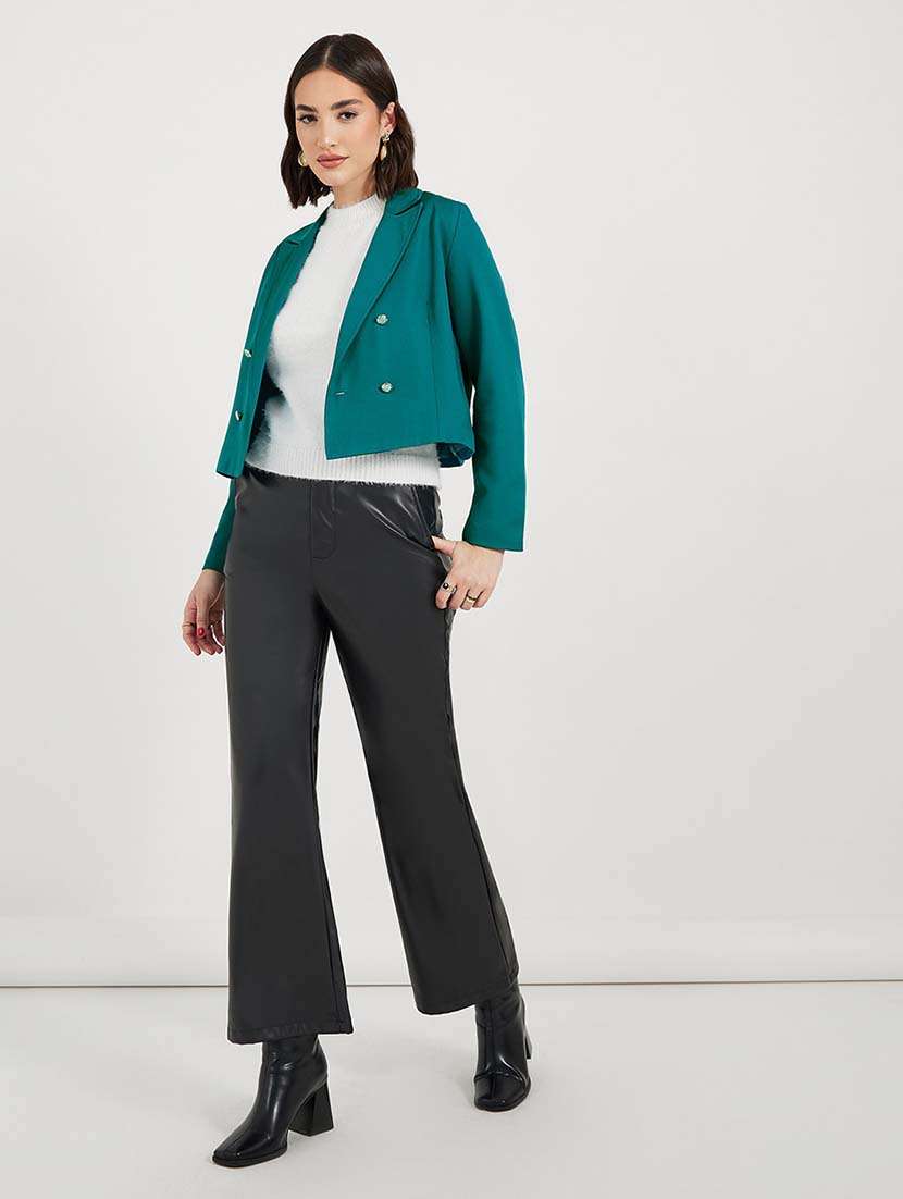 women solid long sleeves double breasted blazer - 21643828 - Standard Image - 3