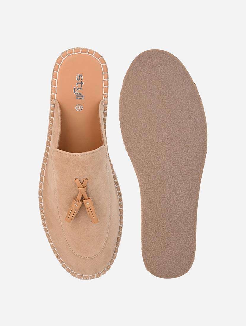 men solid beige slip on mule - 21643832 - Standard Image - 5