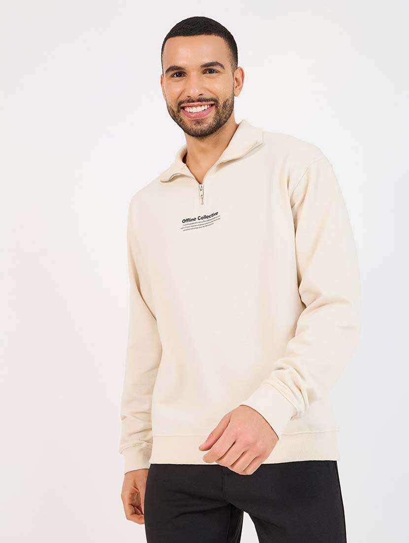 men long sleeves chest print sweatshirt