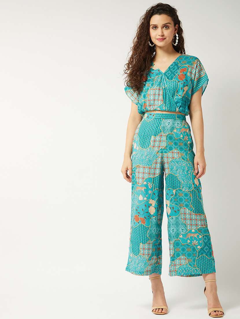 women green printed top & trousers co-ords set - 21643940 - Zoom Image - 0