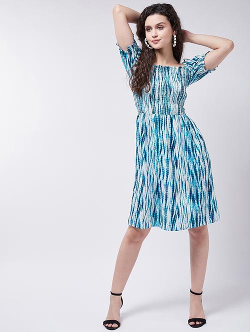 women tie & dyed smocked detailed a-line dress - 21644005 - Standard Image - 0