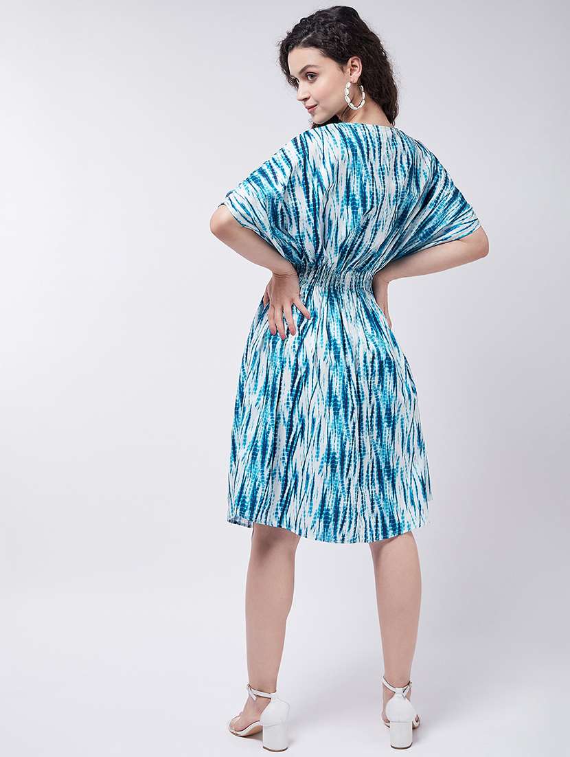 women tie & dyed batwing sleeves fit & flare dress - 21644006 -  Standard Image - 3