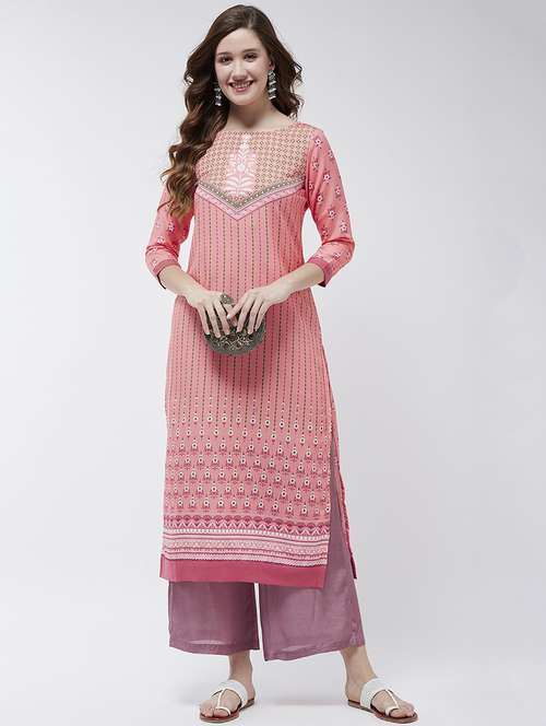 women printed round neck straight kurta - 21644042 -  Standard Image - 0
