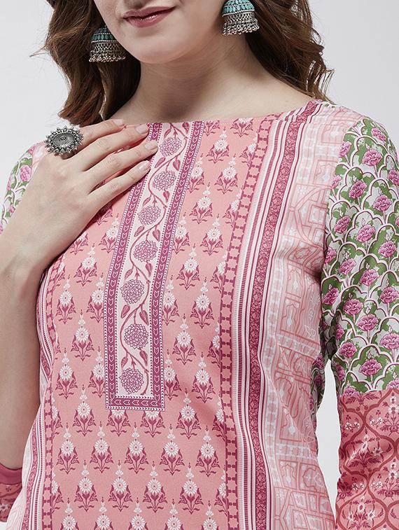 women printed round neck straight kurta - 21644045 - Standard Image - 5