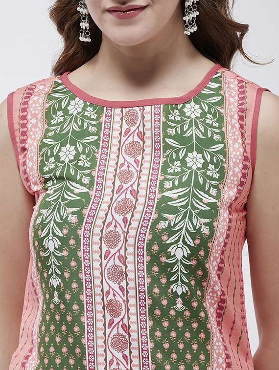 women printed round neck straight kurta - 21644047 - Standard Image - 5