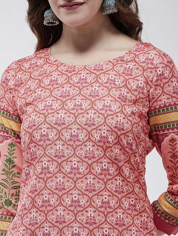 women printed round neck straight kurta - 21644049 - Standard Image - 5